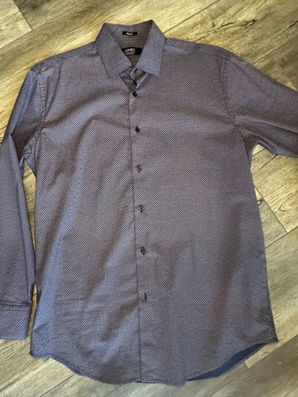 Jones New York Signature Slim Blue Long Sleeve Button Up Dress Shirt, Size M